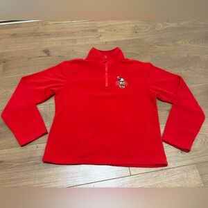 Disney Store Red Micro Fleece Minnie Mouse 1/4 Zip Pullover Sweat Medium